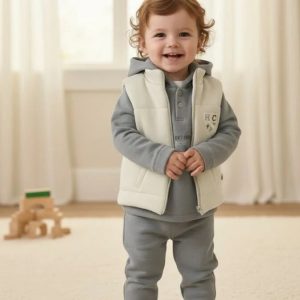 HLS KIDS 3 Parça Çocuk Eşofman Takımı (Kapüşonlu Sweat + Eşofman Altı + Kapitone Yelek) Kışlık